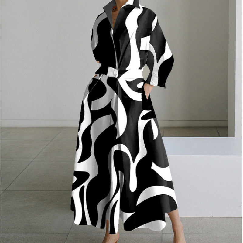 Women's Relaxed Fit Swing Dress with Button Front - 3 - London-stylehouse.com