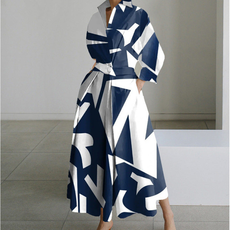 Women's Relaxed Fit Swing Dress with Button Front - 4 - London-stylehouse.com
