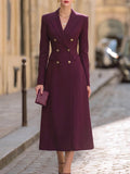 Sophisticated Women's Suit Dress with Long Sleeves and Double Buttons - 8 - London-stylehouse.com