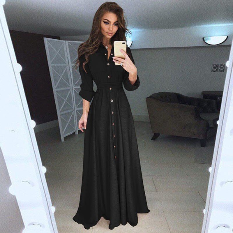 Chic Women's Maxi Shirt Dress with Belted Waist - 7 - London-stylehouse.com