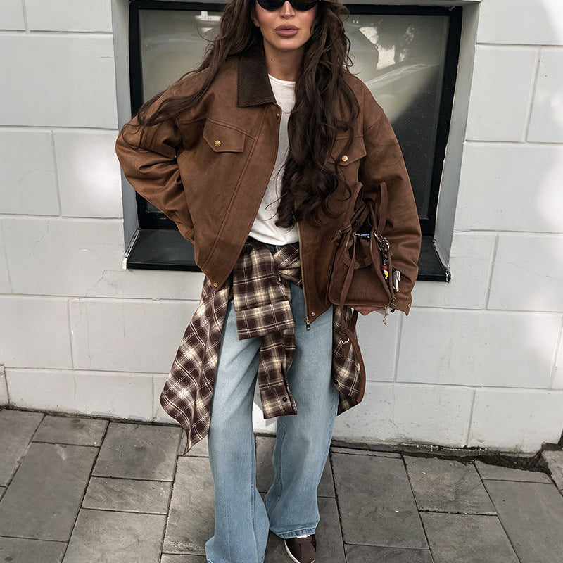 Casual Women's Straight Cut Jacket with Button Detail - 1 - London-stylehouse.com