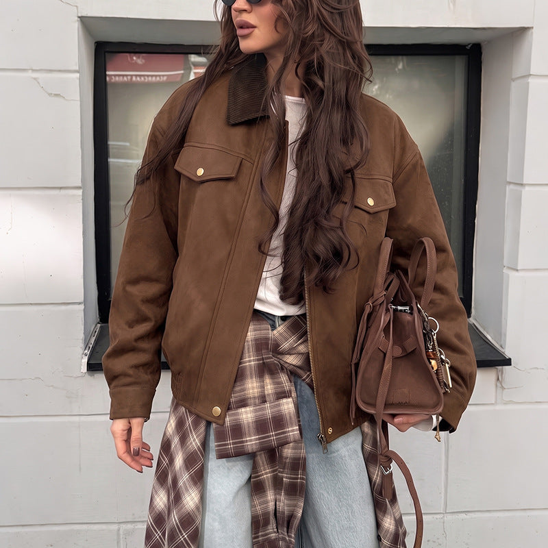Casual Women's Straight Cut Jacket with Button Detail - 3 - London-stylehouse.com