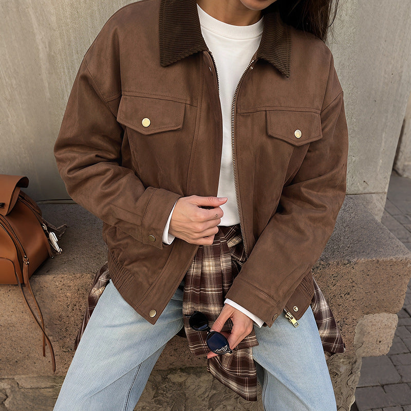 Casual Women's Straight Cut Jacket with Button Detail - 4 - London-stylehouse.com
