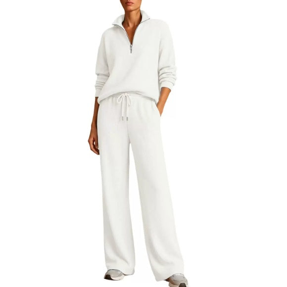 Women's Stylish Lounge Set with Adjustable Zip Neck - 1 - London-stylehouse.com