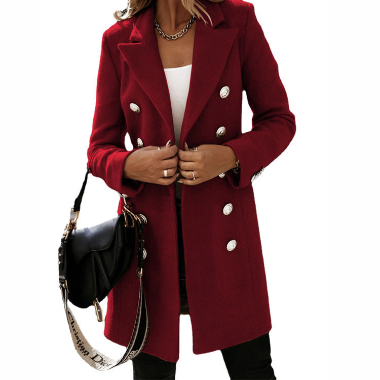 Tailored Women's Slim Coat with Double-Breasted Closure - 2 - London-stylehouse.com