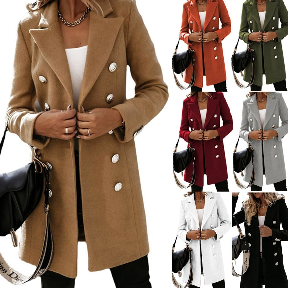 Tailored Women's Slim Coat with Double-Breasted Closure - 11 - London-stylehouse.com