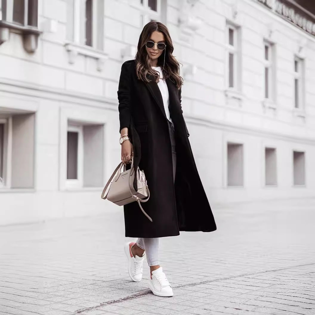 Elegant Women's Long Sleeve Belted Overcoat - 1 - London-stylehouse.com