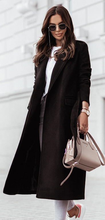 Elegant Women's Long Sleeve Belted Overcoat - 4 - London-stylehouse.com