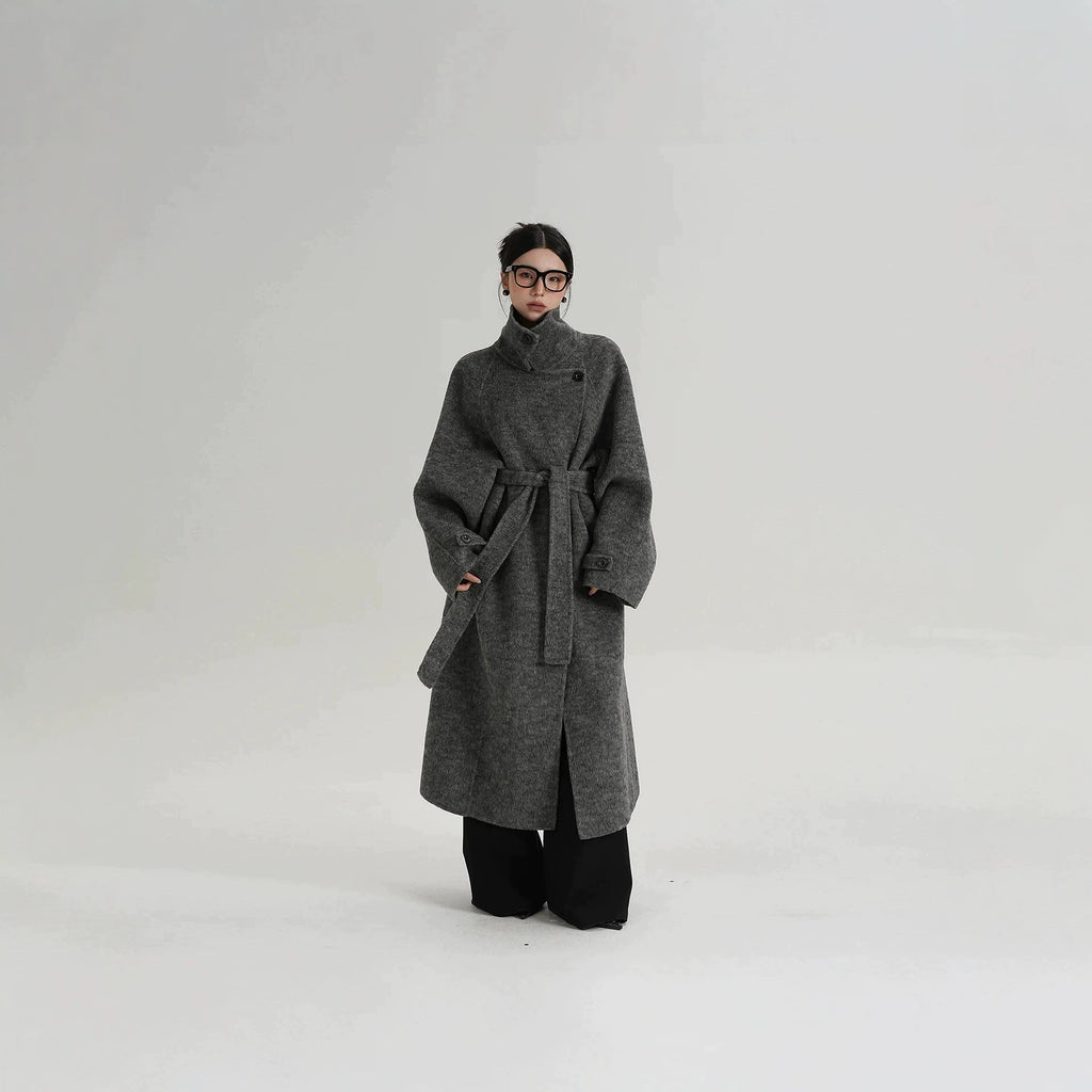 Chic Longline Women's Coat with Relaxed Fit and Stand Collar - 6 - London-stylehouse.com