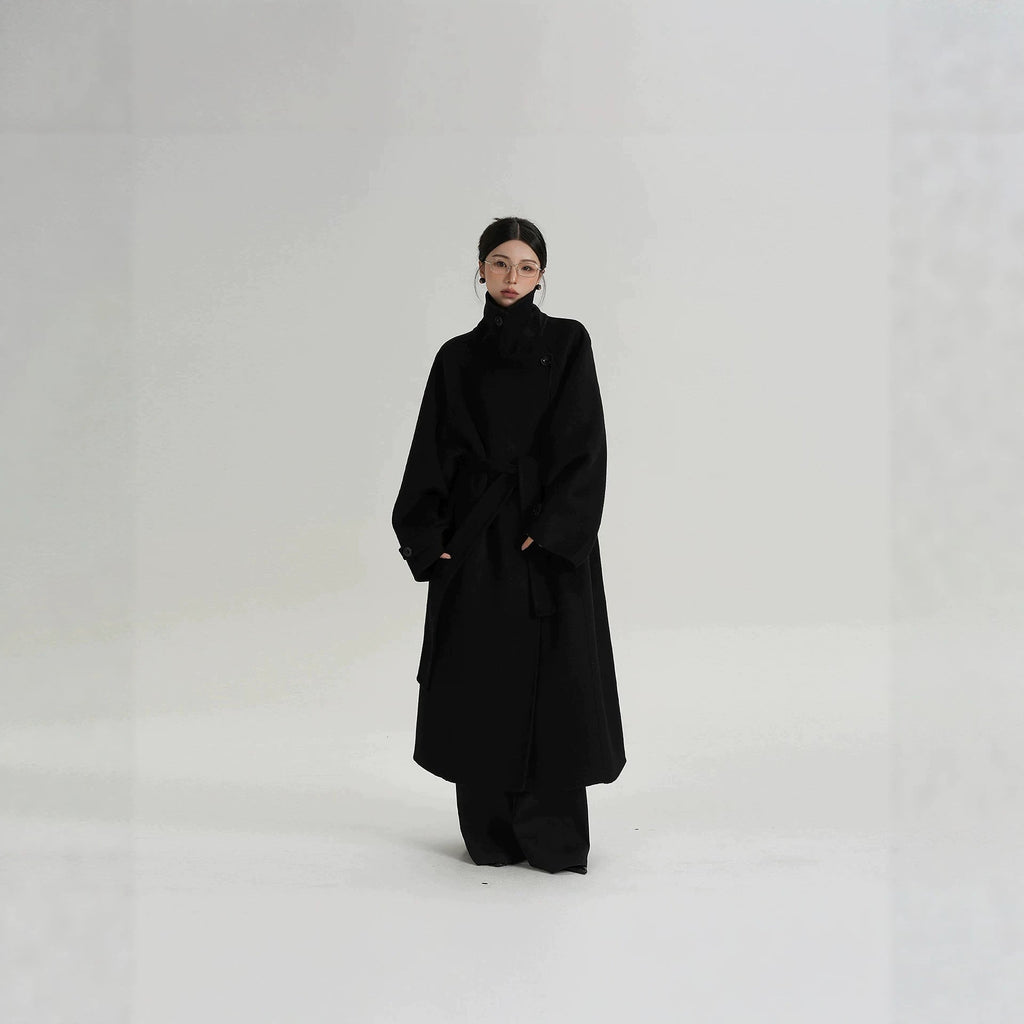 Chic Longline Women's Coat with Relaxed Fit and Stand Collar - 8 - London-stylehouse.com