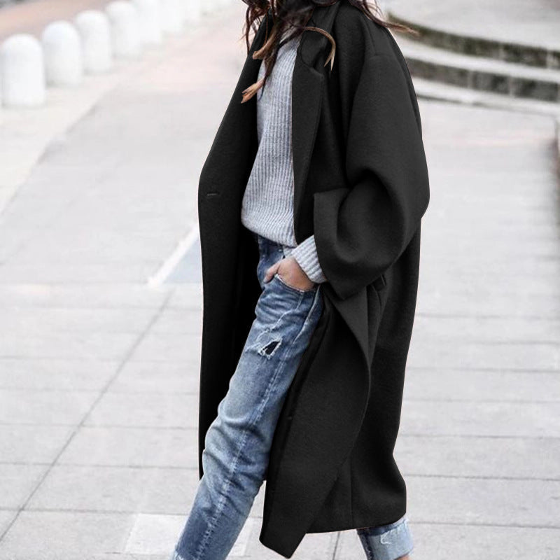 Chic Long Coat for Women with Textured Design Features - 4 - London-stylehouse.com