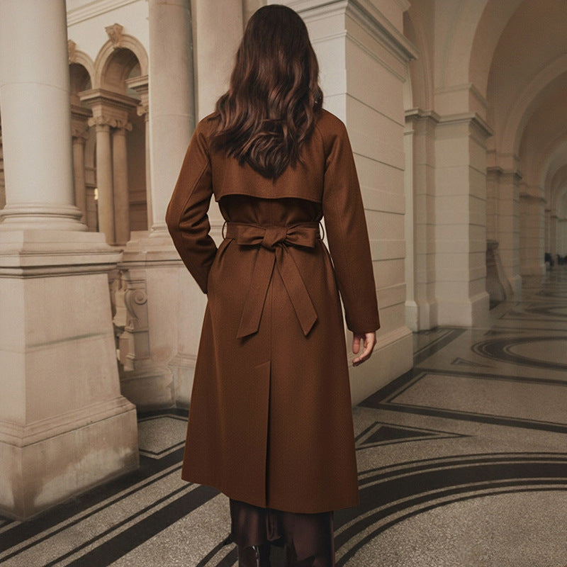 Chic Women's Long Coat with Buckled Waist - 5 - London-stylehouse.com