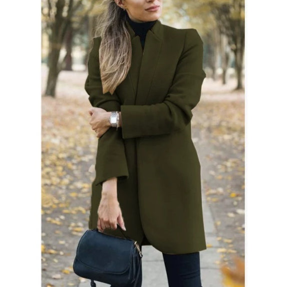 Elegant Women's Tailored Coat with High Collar - 3 - London-stylehouse.com