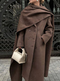Chic Long Women's Coat with Stylish Shawl Detail - 3 - London-stylehouse.com