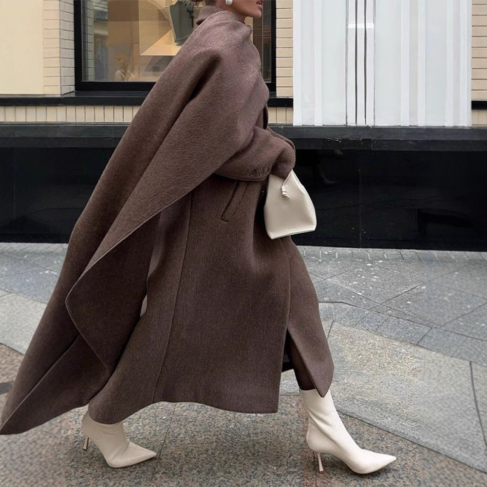 Chic Long Women's Coat with Stylish Shawl Detail - 4 - London-stylehouse.com