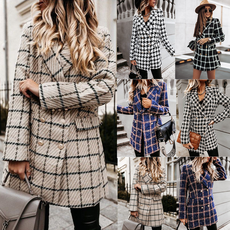 Sophisticated Women's Double-Breasted Blazer with Unique Print - 2 - London-stylehouse.com