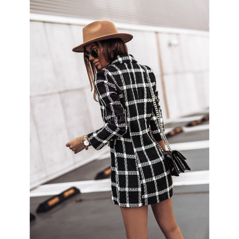 Sophisticated Women's Double-Breasted Blazer with Unique Print - 6 - London-stylehouse.com
