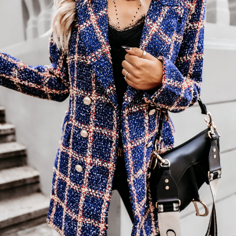 Sophisticated Women's Double-Breasted Blazer with Unique Print - 10 - London-stylehouse.com