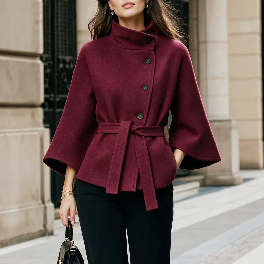 Chic Women's Coat Featuring Flared Sleeves and Distinctive Button Detail - 2 - London-stylehouse.com