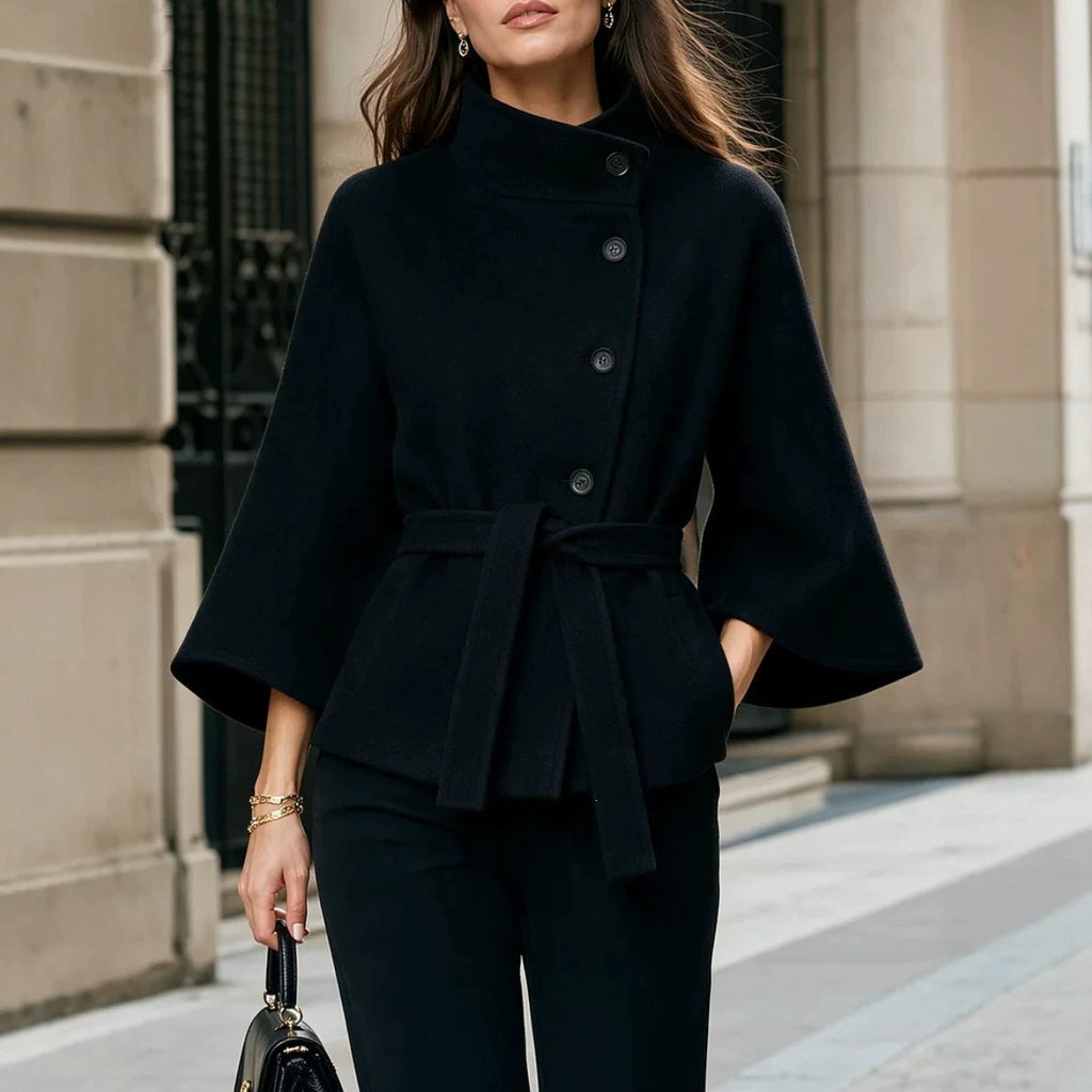 Chic Women's Coat Featuring Flared Sleeves and Distinctive Button Detail - 3 - London-stylehouse.com