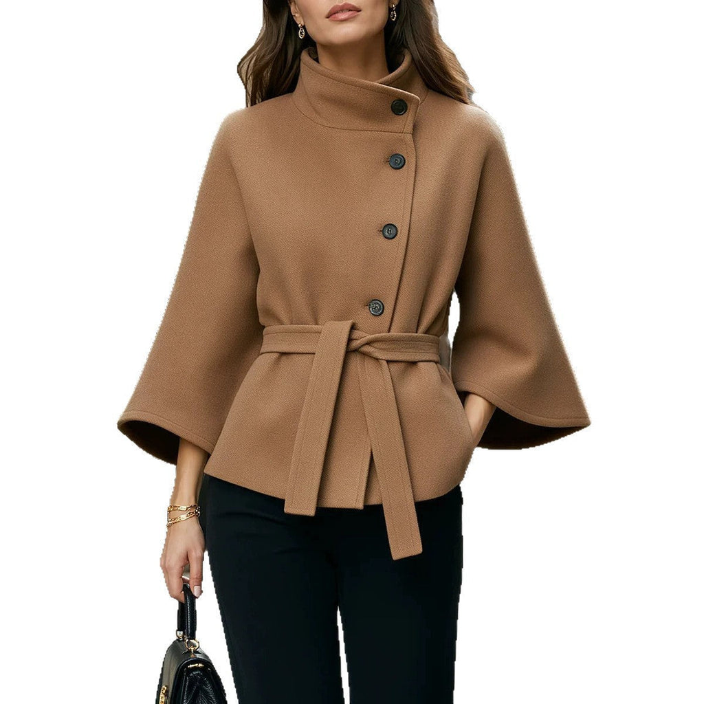 Chic Women's Coat Featuring Flared Sleeves and Distinctive Button Detail - 4 - London-stylehouse.com