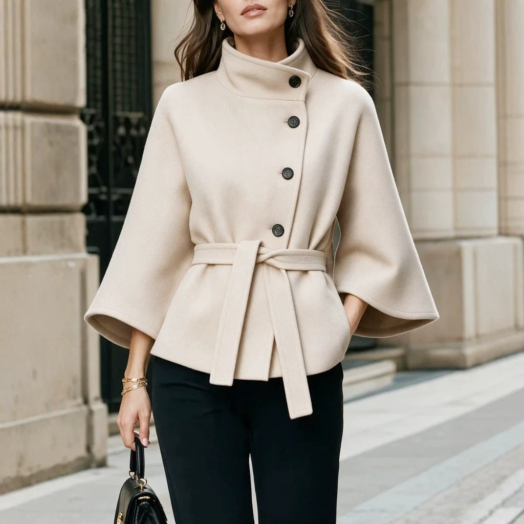 Chic Women's Coat Featuring Flared Sleeves and Distinctive Button Detail - 5 - London-stylehouse.com