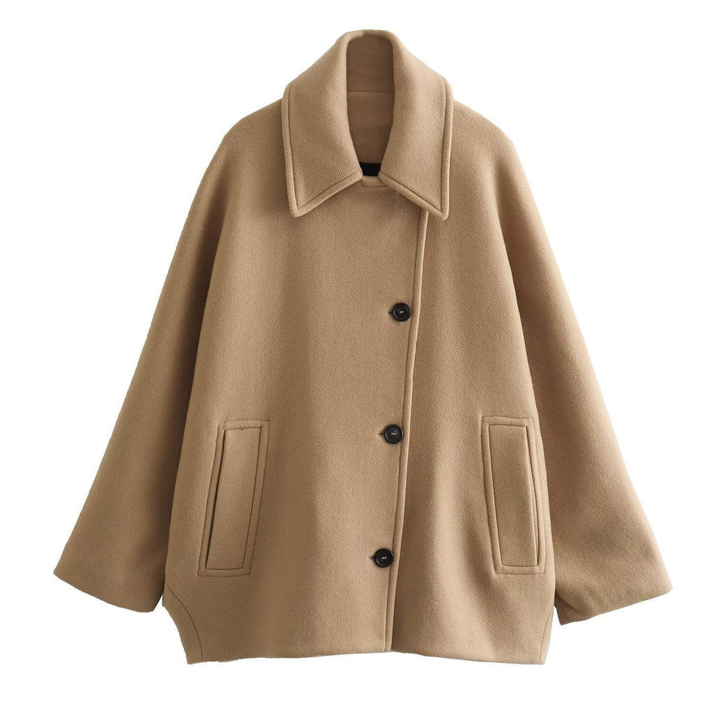Casual Women's Coat with Stylish Notched Collar - 4 - London-stylehouse.com