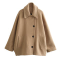 Casual Women's Coat with Stylish Notched Collar - 4 - London-stylehouse.com