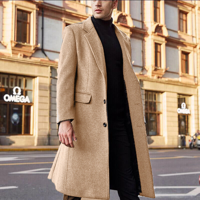 Men's Elegant Long Coat with Convenient Patch Pockets - 2 - London-stylehouse.com