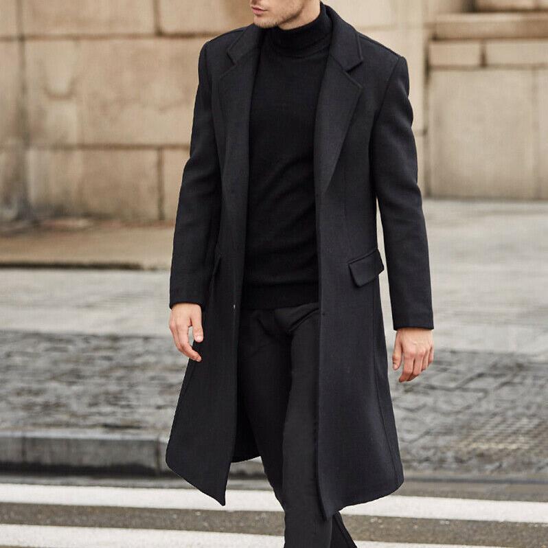 Men's Elegant Long Coat with Convenient Patch Pockets - 3 - London-stylehouse.com