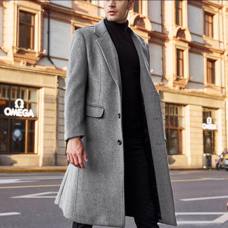 Men's Elegant Long Coat with Convenient Patch Pockets - 5 - London-stylehouse.com