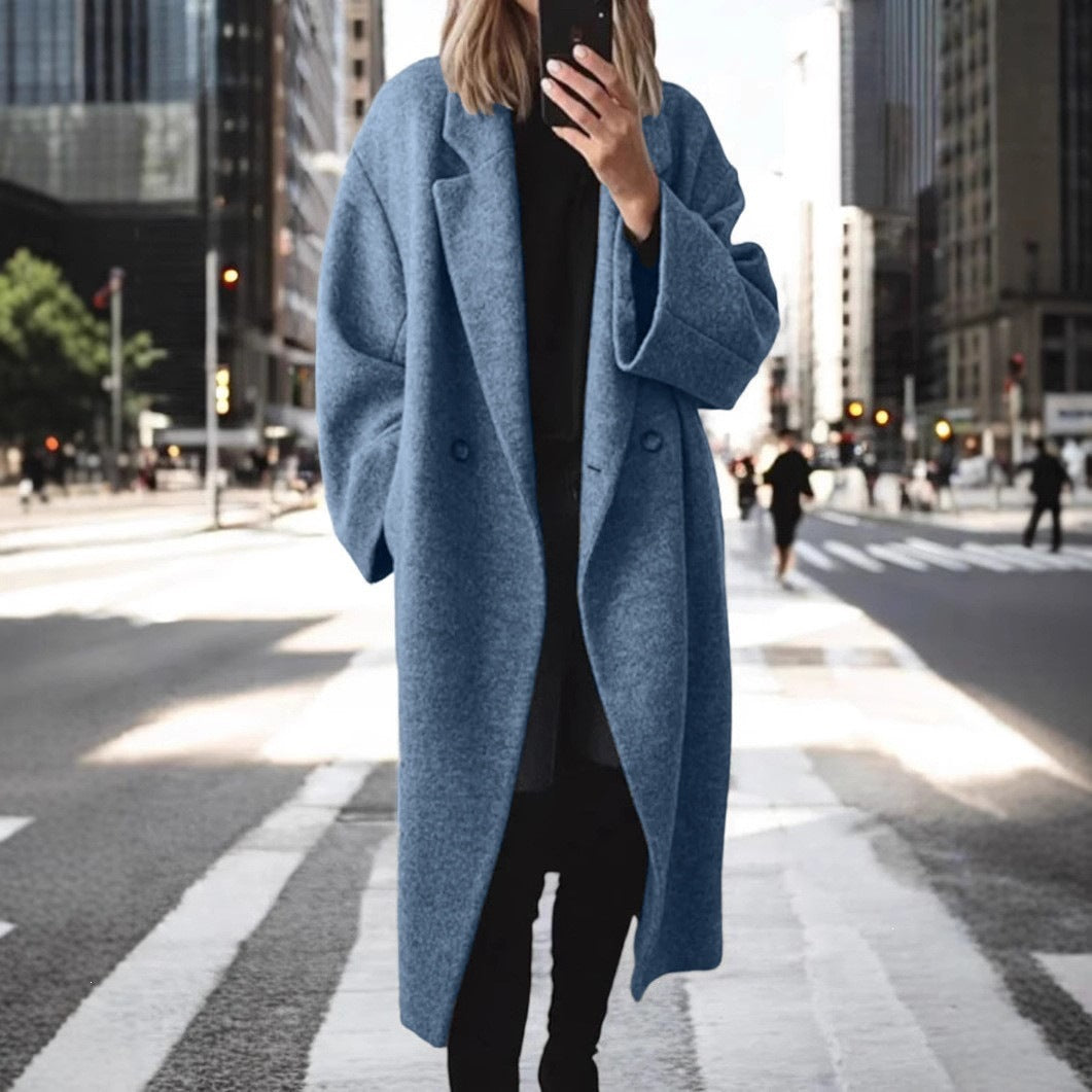 Elegant Plus Size Women's Wool Coat with Distinctive Button Features - 4 - London-stylehouse.com