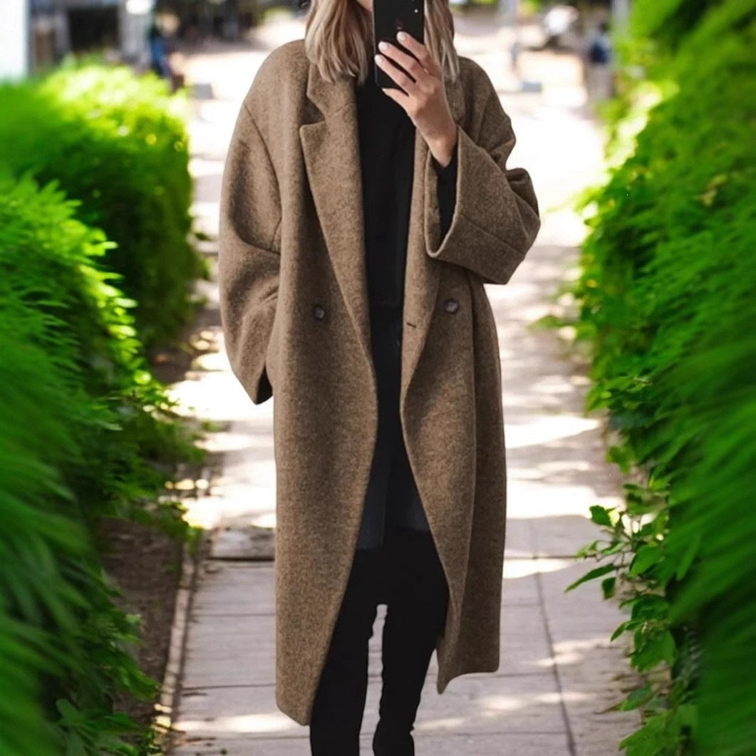 Elegant Plus Size Women's Wool Coat with Distinctive Button Features - 7 - London-stylehouse.com