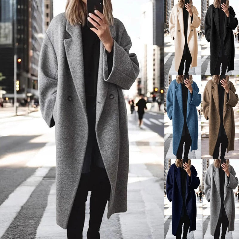Elegant Plus Size Women's Wool Coat with Distinctive Button Features - 8 - London-stylehouse.com