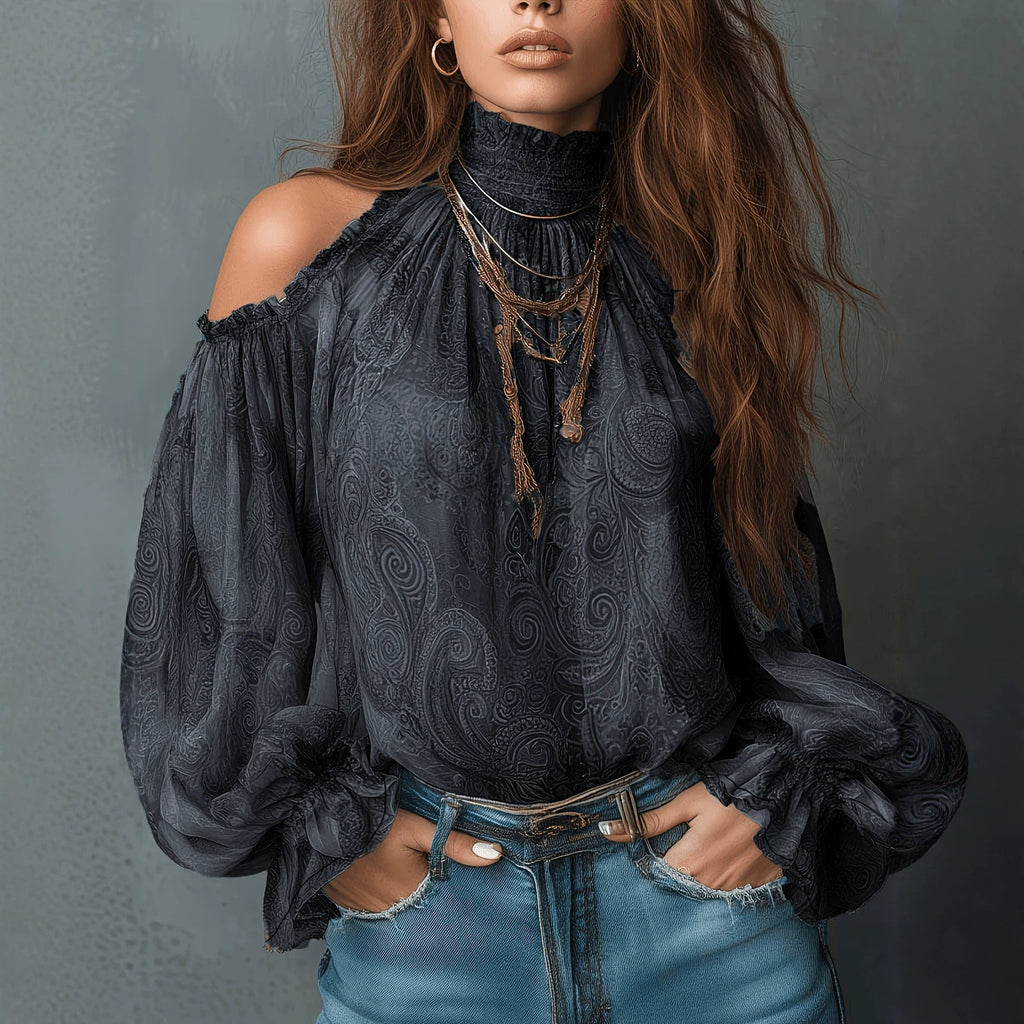 Chic Off-the-Shoulder Blouse with Relaxed Fit for Effortless Style - 1 - London-stylehouse.com