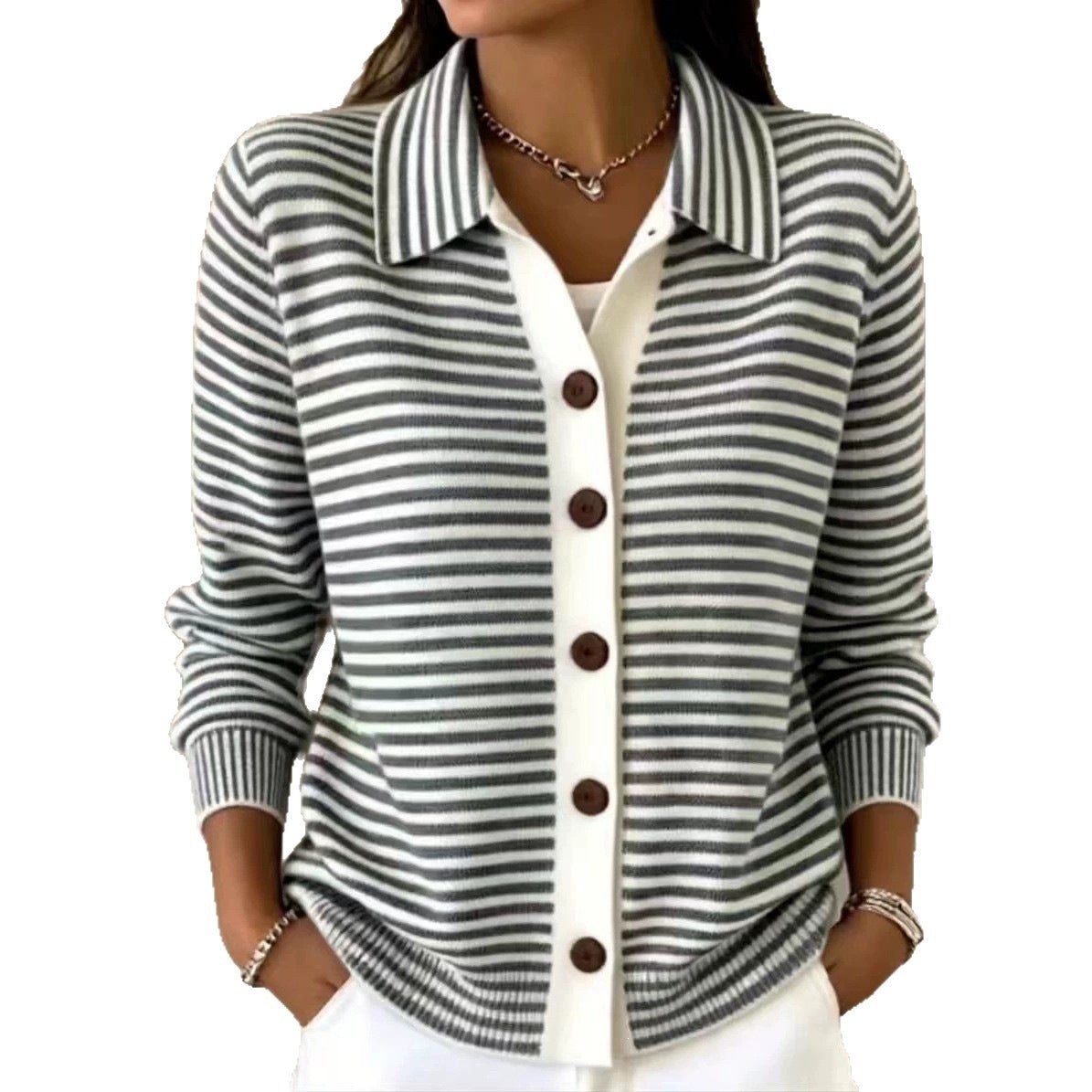 Chic Ladies' Button-Front Cardigan with Relaxed Silhouette - 1 - London-stylehouse.com