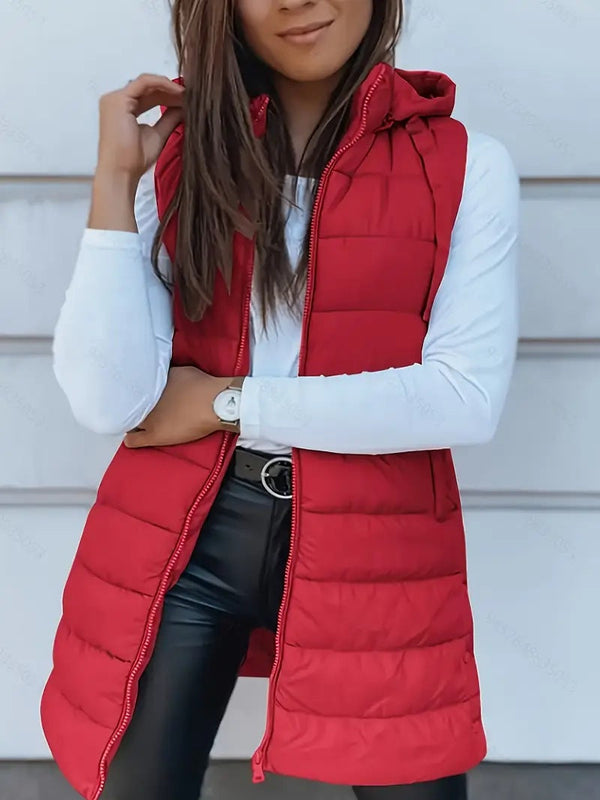 Women's Tailored Gilet with Hood and Handy Pockets - 1 - London-stylehouse.com