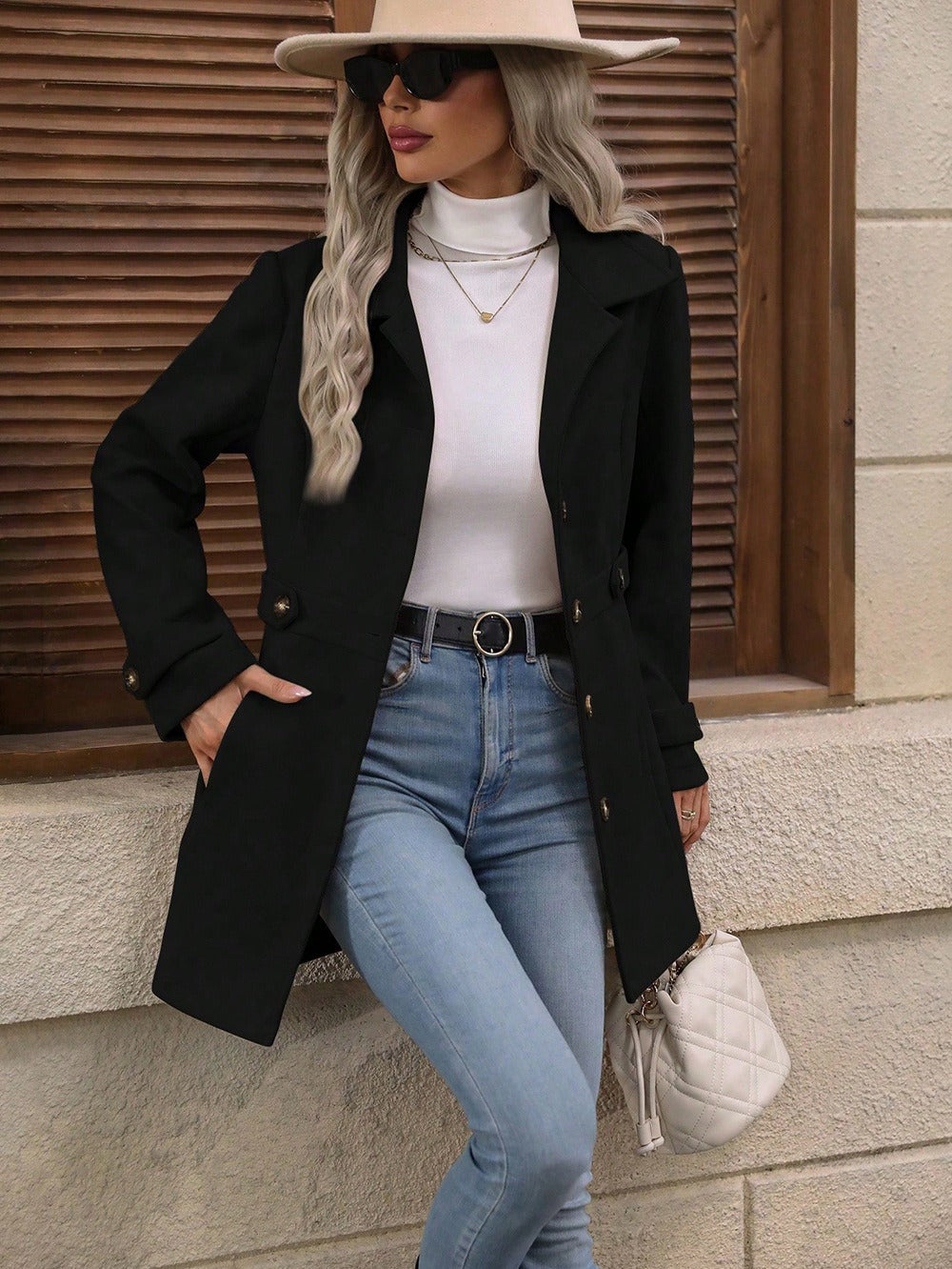 Chic Women's Regular Fit Coat with Button Fastening - 11 - London-stylehouse.com
