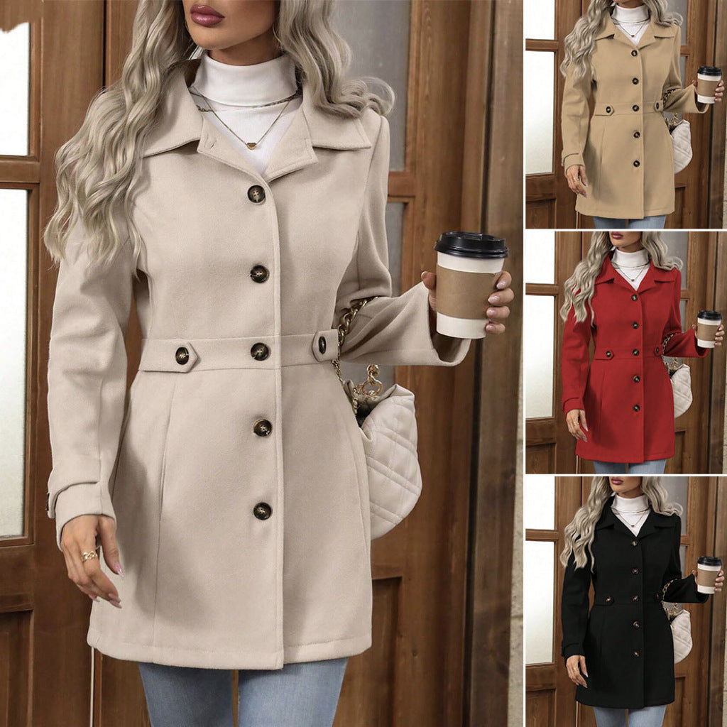 Chic Women's Regular Fit Coat with Button Fastening - 12 - London-stylehouse.com
