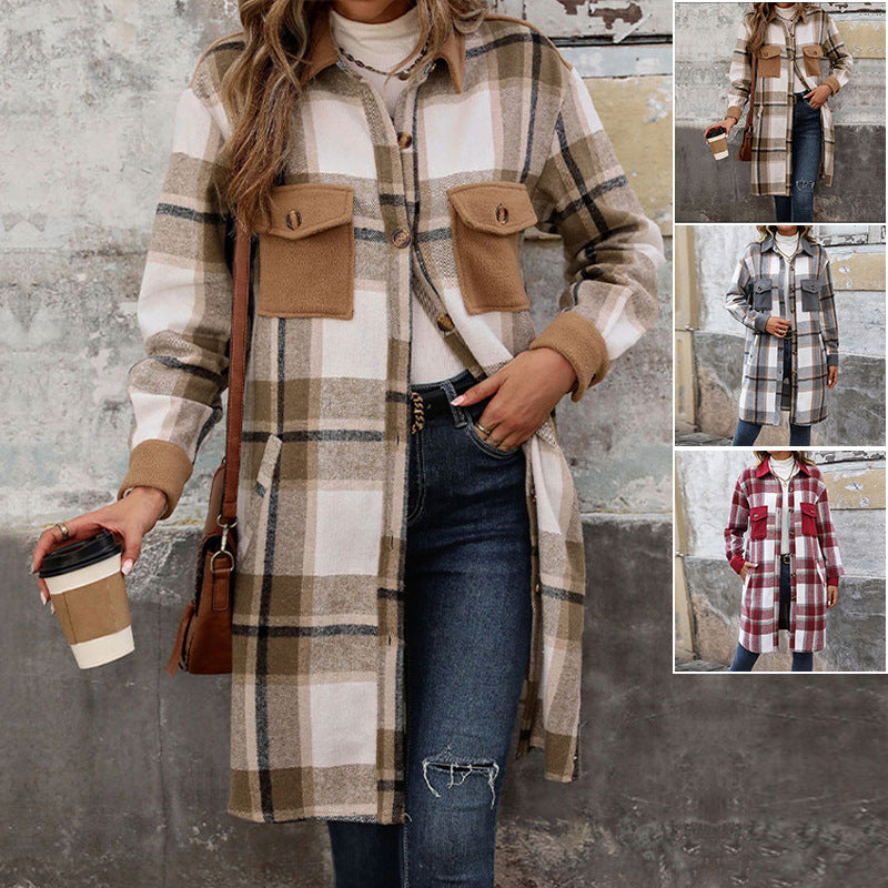 Women’s Relaxed Fit Long Coat with Functional Pockets - 3 - London-stylehouse.com