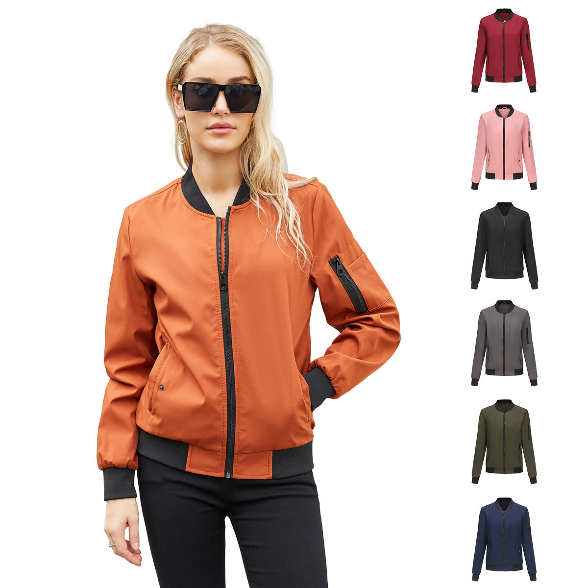 Chic Women's Loose Fit Bomber Jacket with Stylish Pockets - 1 - London-stylehouse.com