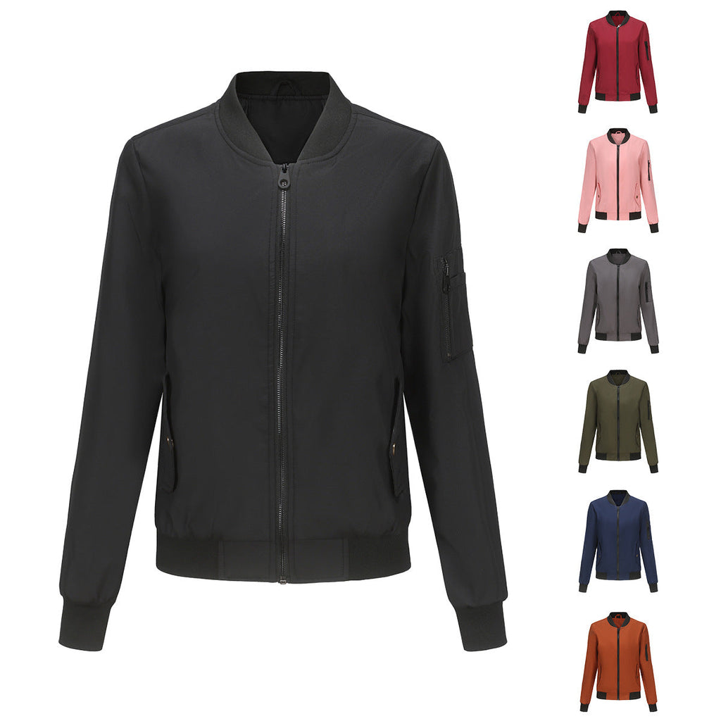 Chic Women's Loose Fit Bomber Jacket with Stylish Pockets - 3 - London-stylehouse.com