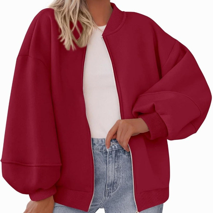 Women's Relaxed Fit Zip Bomber Jacket - 1 - London-stylehouse.com