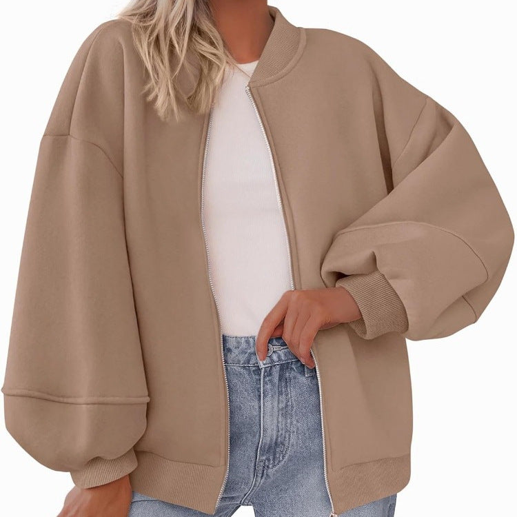 Women's Relaxed Fit Zip Bomber Jacket - 7 - London-stylehouse.com