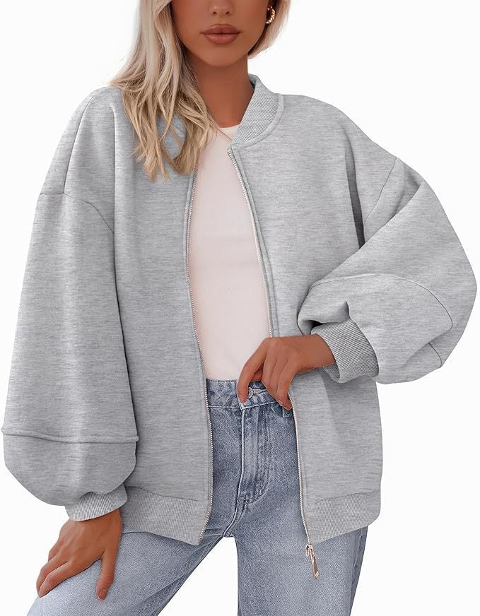 Women's Relaxed Fit Zip Bomber Jacket - 9 - London-stylehouse.com