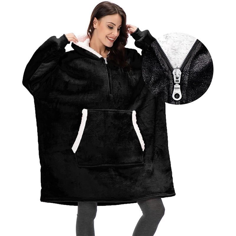 Women's Half Zip Hooded Blanket Pullover - 2 - London-stylehouse.com