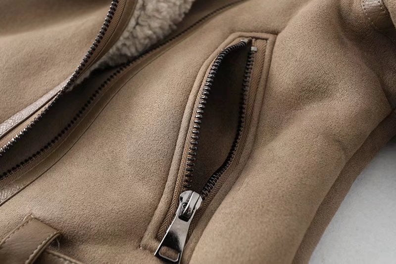 Elegant Women's Motorbike Jacket with Trendy Faux Fur Collar - 2 - London-stylehouse.com