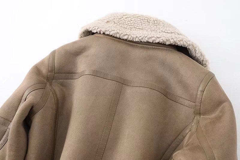 Elegant Women's Motorbike Jacket with Trendy Faux Fur Collar - 4 - London-stylehouse.com