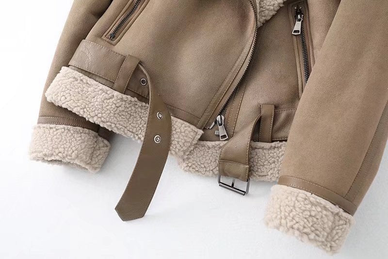 Elegant Women's Motorbike Jacket with Trendy Faux Fur Collar - 6 - London-stylehouse.com