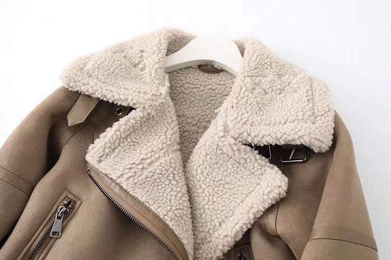 Elegant Women's Motorbike Jacket with Trendy Faux Fur Collar - 8 - London-stylehouse.com